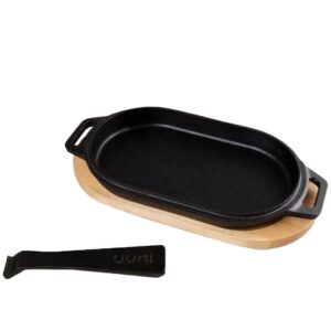 ooni cast iron sizzler plate - sizzler cast iron pan - cast iron cookware with removable handle - cast iron griddle - pre-seasoned oven safe
