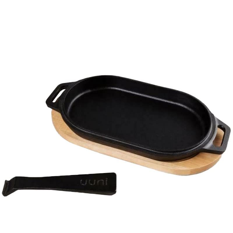 ooni Cast Iron Sizzler Plate - Sizzler Cast Iron Pan - Cast Iron Cookware with Removable Handle - Cast Iron Griddle - Pre-Seasoned Oven Safe