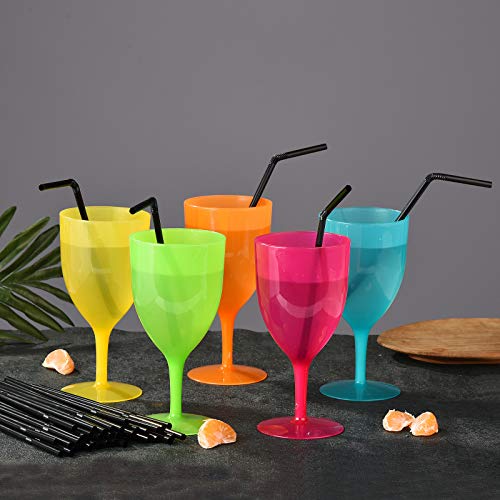 ALINK 500-Pack Black Flexible Drinking Straws, Plastic Disposable Bendy Straws - 7.75" x 0.23"