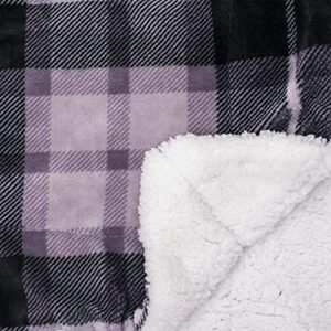 SOCHOW Sherpa Plaid Fleece Throw Blanket, Double-Sided Super Soft Luxurious Bedding Blanket 60 x 80 inches, Grey