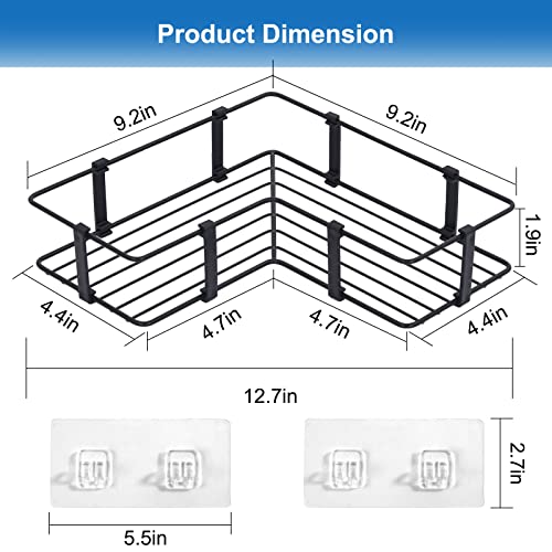 Infitran Corner Shower Caddy Wall Mounted Rustproof Shower Organizer with Strong Adhesive, Stainless Steel Shower Caddy Corner for Bathroom Kitchen Dorm Bedroom (2 pack)