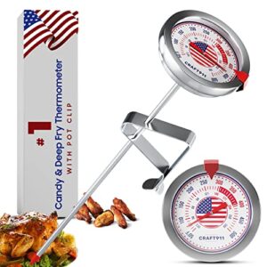 candy deep fry thermometer with pot clip - candy thermometer very accurate & fast read food thermometer | mechanical meat thermometer for grilling | candle making thermometer | baking thermometer