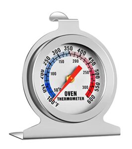 in oven thermometer for grill smoker bbq 50-300°c/100-600°f, instant read precision stainless steel electric/gas oven thermometers, large dial display thermometer gauge for kitchen cooking baking