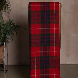 The Scotland Kilt Company Picnic Rug Scottish Tartan Throw in Fraser Red - Warm 100% Wool Travel Blanket with Fringed Edges - 60 x 70