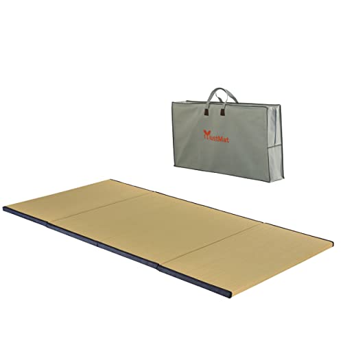 MustMat Tatami Mat Twin XL Japanese Tatami Floor Mattress Rush Grass Tatami Bed with Storage Bag 39 x80 x1.4 in (Blue)