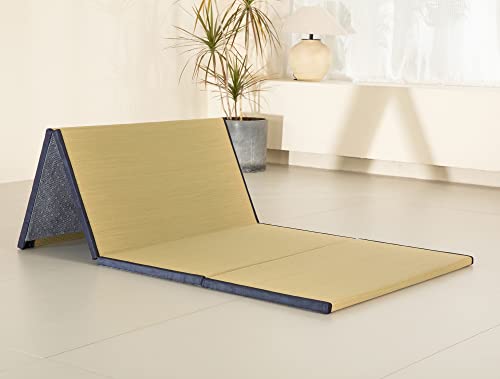 MustMat Tatami Mat Twin XL Japanese Tatami Floor Mattress Rush Grass Tatami Bed with Storage Bag 39 x80 x1.4 in (Blue)