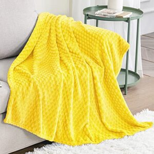 exclusivo mezcla diamond ultra soft throw blanket, large flannel fleece blanket for couch/bed/sofa (yellow, 50 x 70 inches) - cozy, warm and lightweight