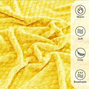 Exclusivo Mezcla Diamond Ultra Soft Throw Blanket, Large Flannel Fleece Blanket for Couch/Bed/Sofa (Yellow, 50 x 70 Inches) - Cozy, Warm and Lightweight