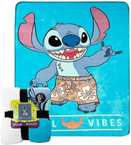 northwest lilo & stitch chill out oversized silk touch sherpa throw blanket, 60" x 80"