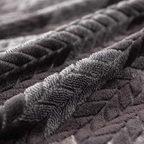 Grey Blanket Twin Stripe Retro Flannel Blanket Soft Sherpa Fleece Blanket for Sofa Couch TV Bed Blanket Cozy Boho Bedding Blanket for Kids Teens Adults (60"x 80", Diamond)