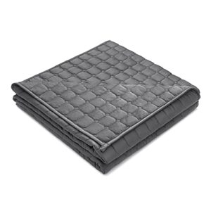 argstar cooling bamboo&cozy fleece weighted blanket for adult 15 lbs on twin/full bed, small compartments, diamond grid pattern, reversible heavy blankets with premium glass beads, 48"x72", dark grey.