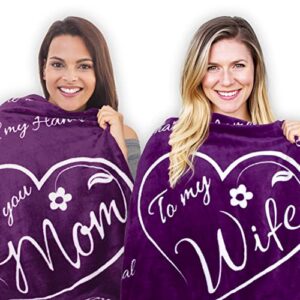 buttertree mom and wife blankets, throw blankets 65" x 50" (2-pack, purple)