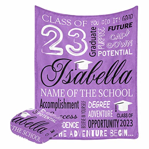 LOSARON Custom Graduation Throw Blanket from Mom Dad Grad Success Confidence Purple Blanket Customized Graduation Gifts Bed Blanket for Daughter Granddaughter 40x50 Inch