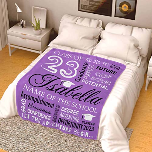 LOSARON Custom Graduation Throw Blanket from Mom Dad Grad Success Confidence Purple Blanket Customized Graduation Gifts Bed Blanket for Daughter Granddaughter 40x50 Inch