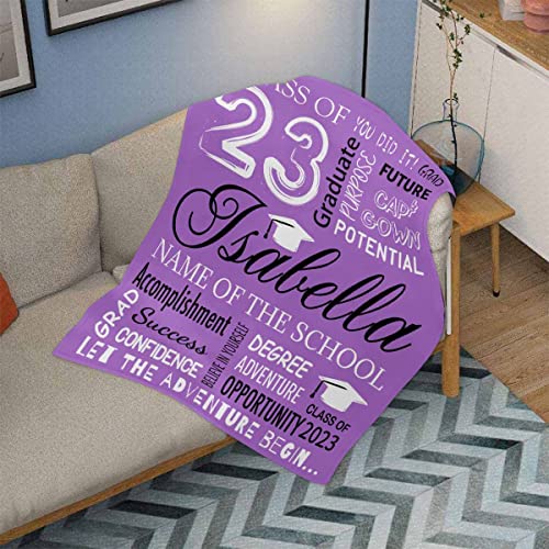 LOSARON Custom Graduation Throw Blanket from Mom Dad Grad Success Confidence Purple Blanket Customized Graduation Gifts Bed Blanket for Daughter Granddaughter 40x50 Inch