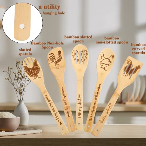 Rooster Wooden Spoons for Cooking, Chicken Kitchen Decor Pioneer Woman Kitchen Accessories, Rooster Decor for Kitchen farmhouse Wedding Mother's Day Decorations - Funny Chicken Gifts