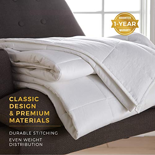 Harmonia Blanket 20 lbs :: Cotton Shell, Glass Bead Fill, 60" x 80", White + Duvet Cover, Weighted Blanket Adult 20 lbs