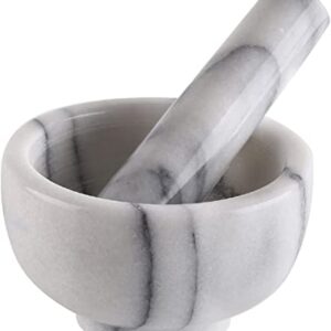 Greenco Mortar and Pestle Set, White Marble Stone Mortar and Pestle Grinding Bowl, Small 4.5 Inches, Kitchen Essential for Spices, Guacamole and More