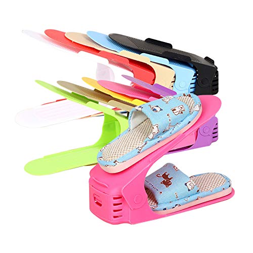 10PCS Adjustable Shoe Slots Organizer Shoe Racks Space Saver Shoe Holder Rack Random Color