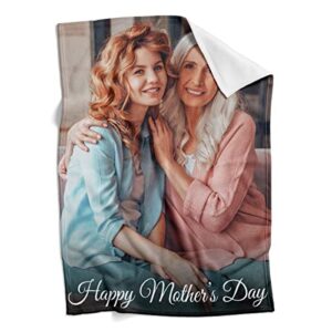 EastArts Happy Mothers Day Throw Blanket Customized Using Your Own Photos, Personalized Gifts for Mom from Daughter Son Kids, Custom Blanket with Picture for Grandma as Mom Gifts Present and Souvenir