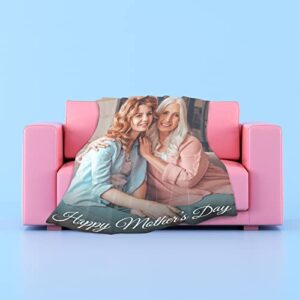 EastArts Happy Mothers Day Throw Blanket Customized Using Your Own Photos, Personalized Gifts for Mom from Daughter Son Kids, Custom Blanket with Picture for Grandma as Mom Gifts Present and Souvenir