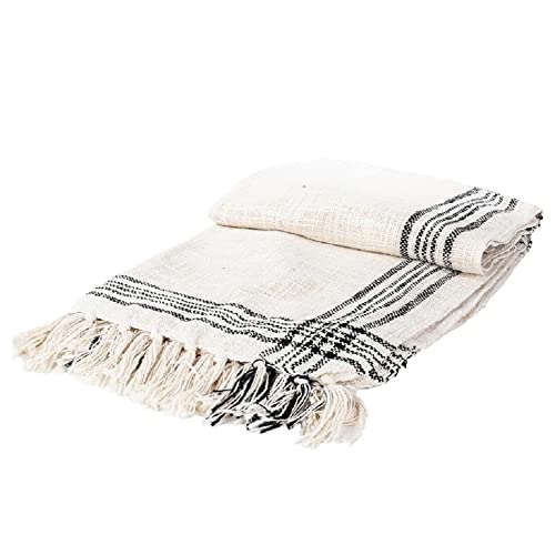 Blossom Bucket Windowpane Plaid Throw, Ivory, 60-inch Length