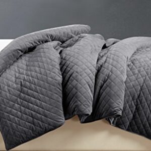 BlanQuil Quilted Weighted Blanket W/Removable Cover (Charcoal 20lb)