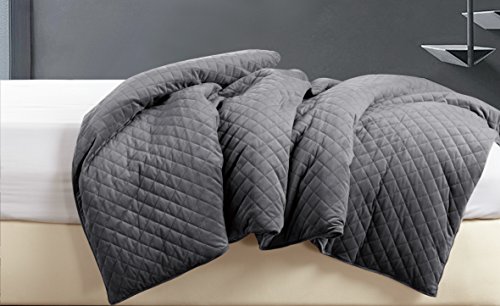 BlanQuil Quilted Weighted Blanket W/Removable Cover (Charcoal 20lb)