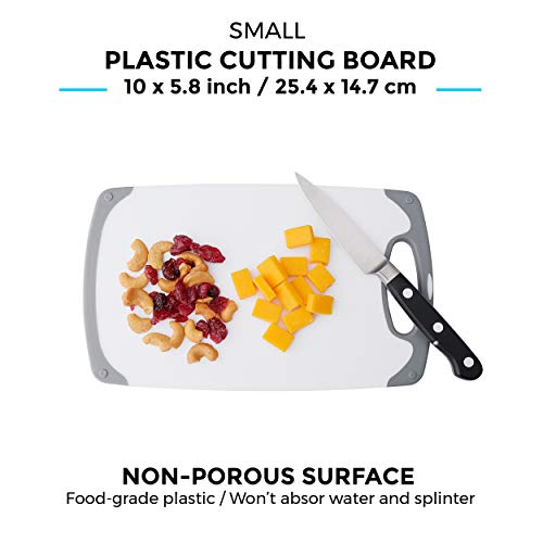 Freshware Cutting Board Set [Set of 3] Juice Grooves with Easy-Grip Handles, Plastic Chopping Board for Kitchen, BPA-Free, Non-Porous, Dishwasher Safe