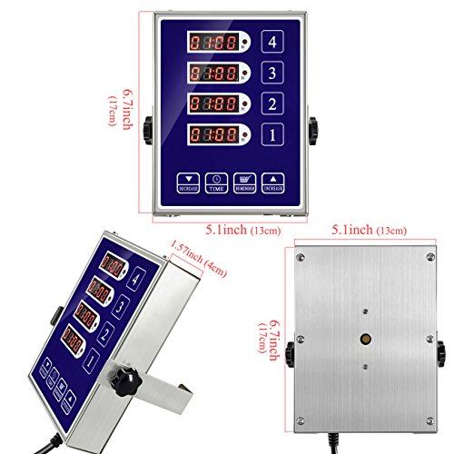 YOOYIST Commercial 4 Channel Kitchen Timers Digital Restaurant Timer Professional Multi Calculagraph Heavy Duty Stainless Steel Loud Alarm Food Truck Cooking