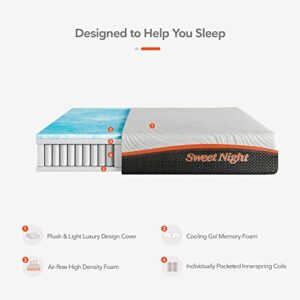 Sweetnight Queen Mattress, 12 Inch Memory Foam Hybrid Mattress in a Box, Innerspring Mattress for Soundly Sleep, Queen Mattress