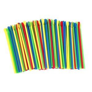 paragon - manufactured fun sno-cone spoon straws, 200-count, assorted - red, blue, yellow, green, 8"