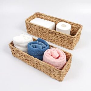 toilet paper basket natural woven bathroom storage organizer basket wicker decorative toilet roll holder tank basket(water hyacinth)