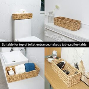 Toilet Paper Basket Natural Woven Bathroom Storage Organizer Basket Wicker Decorative Toilet Roll Holder Tank Basket(Water Hyacinth)