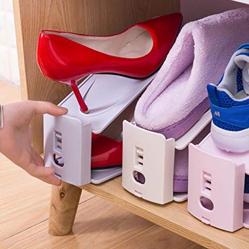 JYQ-SZRQ Shoe Rack Organizer Shoe Slots Organizer,Adjustable Shoe Rack Storage, Space Save Shoe Holder,Home Double Layer Shoe Rack Storage Rack Holder (Color : Gray)