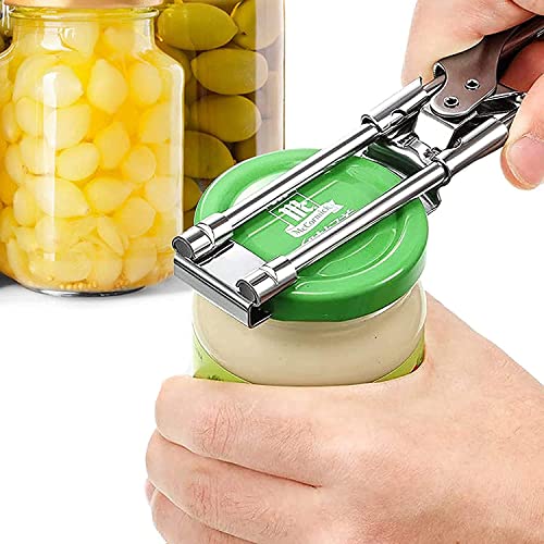 Master Opener Adjustable Jar & Bottle Opener, Manual Jar Bottle Opener Kitchen Accessories,Adjustable Multifunctional Stainless Steel Can Opener Jar Lid Gripper (2pcs)