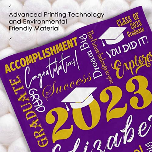 Personalized Graduation Blanket for Her Him, Class of 2023 Bed Blanket The Future Belongs to You 2023 Grad Purple Throw Blanket for Senior 2023 High School College Graduating Decoration 50x60