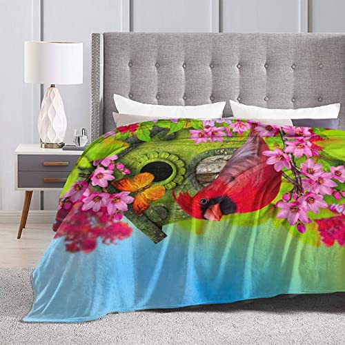 YETOUTOU Cardinal Bird Gifts Christmas Throw Blanket (50"X40") Lightweight Flannel Fleece Blanket for Couch Bed Sofa Travelling Camping for Kids Adults