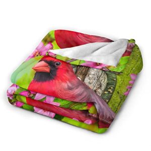 YETOUTOU Cardinal Bird Gifts Christmas Throw Blanket (50"X40") Lightweight Flannel Fleece Blanket for Couch Bed Sofa Travelling Camping for Kids Adults