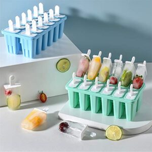 Popsicle Molds，Popsicle Mold12 Pieces Silicone Ice Pop Popsicle Easy Release (12 Cavities, Light Blue)