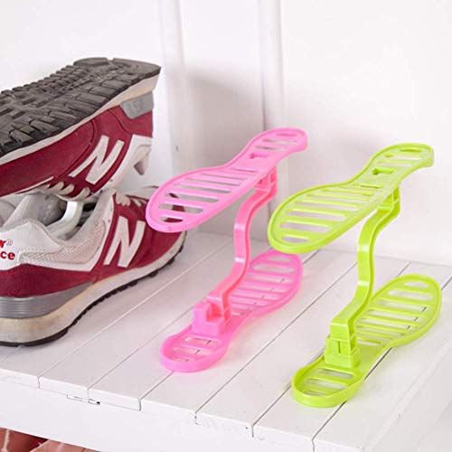 zhppac Shoe Organizer Shoe Storage Box Wall Mounted Shoes Rack Shoe Racks Space Saver Hanging Shoe Storage Racks Plastic Shoe Slots Double Shoe Slot green