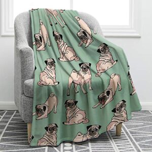 jekeno pug dog blanket cartoon smooth soft print blanket kid baby for sofa chair bed office travelling camping 50"x60"
