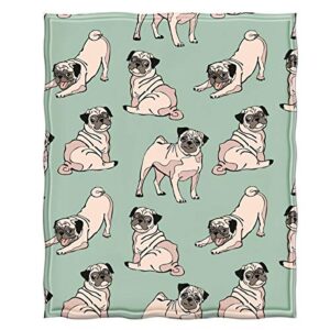 Jekeno Pug Dog Blanket Cartoon Smooth Soft Print Blanket Kid Baby for Sofa Chair Bed Office Travelling Camping 50"x60"