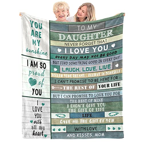 Daughter Gift from Mom Throw Blankets 60"X50" - to My Daughter Blanket from Mom - Valentines Day Gifts for Daughters - Daughter Gifts from Mom for Mothers Day Brithday Anniversary Wedding Graduation