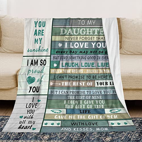 Daughter Gift from Mom Throw Blankets 60"X50" - to My Daughter Blanket from Mom - Valentines Day Gifts for Daughters - Daughter Gifts from Mom for Mothers Day Brithday Anniversary Wedding Graduation