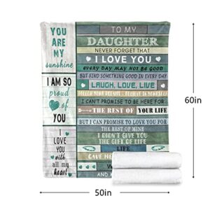 Daughter Gift from Mom Throw Blankets 60"X50" - to My Daughter Blanket from Mom - Valentines Day Gifts for Daughters - Daughter Gifts from Mom for Mothers Day Brithday Anniversary Wedding Graduation