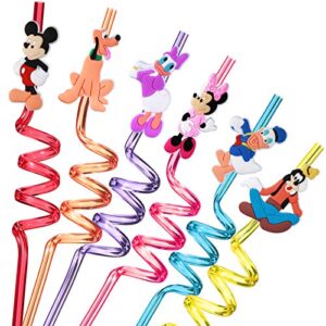 24 mouse straws with 2 cleaning brush 6 designs great for mickey theme birthday minnie party favors and party supplies
