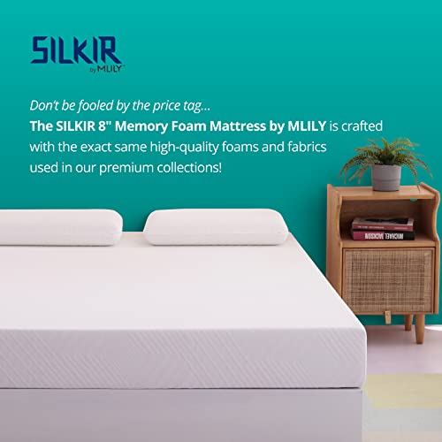 SILKIR 8" Memory Foam Mattress | Green Tea & Cooling Gel Infused for Cool Sleep | 10 Year Warranty | CertiPUR-US Certified | Bed in Box | Made 100% in USA | Medium Firm | Twin Size,SLKR8-T