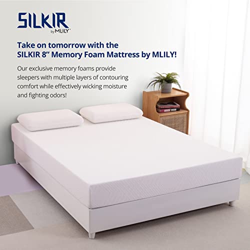 SILKIR 8" Memory Foam Mattress | Green Tea & Cooling Gel Infused for Cool Sleep | 10 Year Warranty | CertiPUR-US Certified | Bed in Box | Made 100% in USA | Medium Firm | Twin Size,SLKR8-T