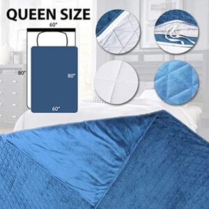 SereneLife Queen Size 20 lbs Heavy Weighted Blanket 60x80 Inches with Removable Super Soft Minky Cover and Premium Glass Beads Filling for Adults and Children, for Bed Sofa
